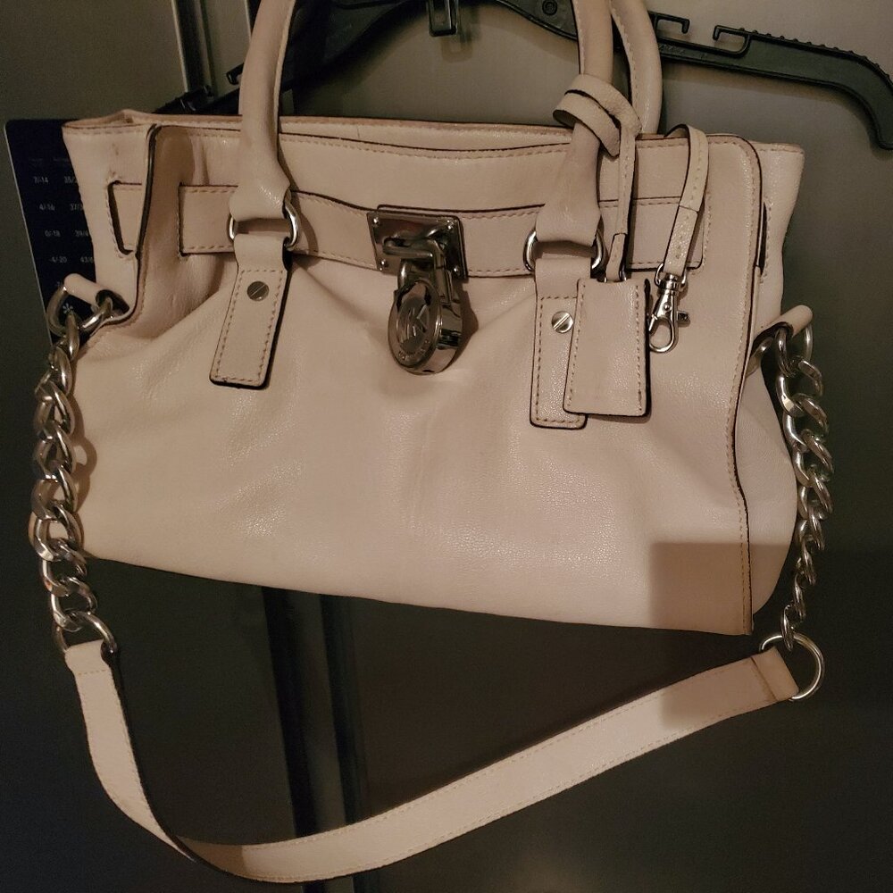Michael Kors Leather Cream Sachel Bag with Shoulder Strap